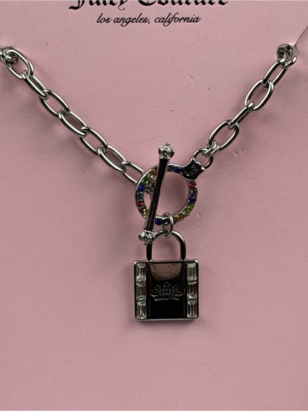 NWOT Silver Padlock Toggle Necklace by Juicy Couture. - Picture 3 of 3